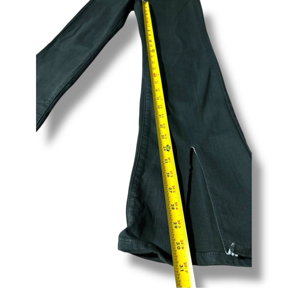 Just Black Dark Forest Green Denim High Waist Flared Slit Leg Women's 26 Jeans - Picture 9 of 13
